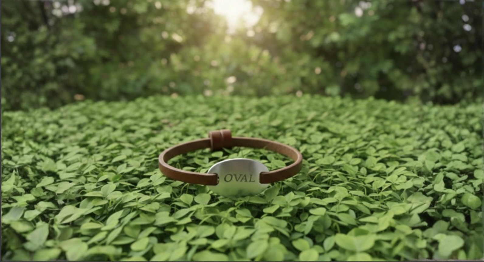 image de notre bracelet Oval en cuir dans la nature
